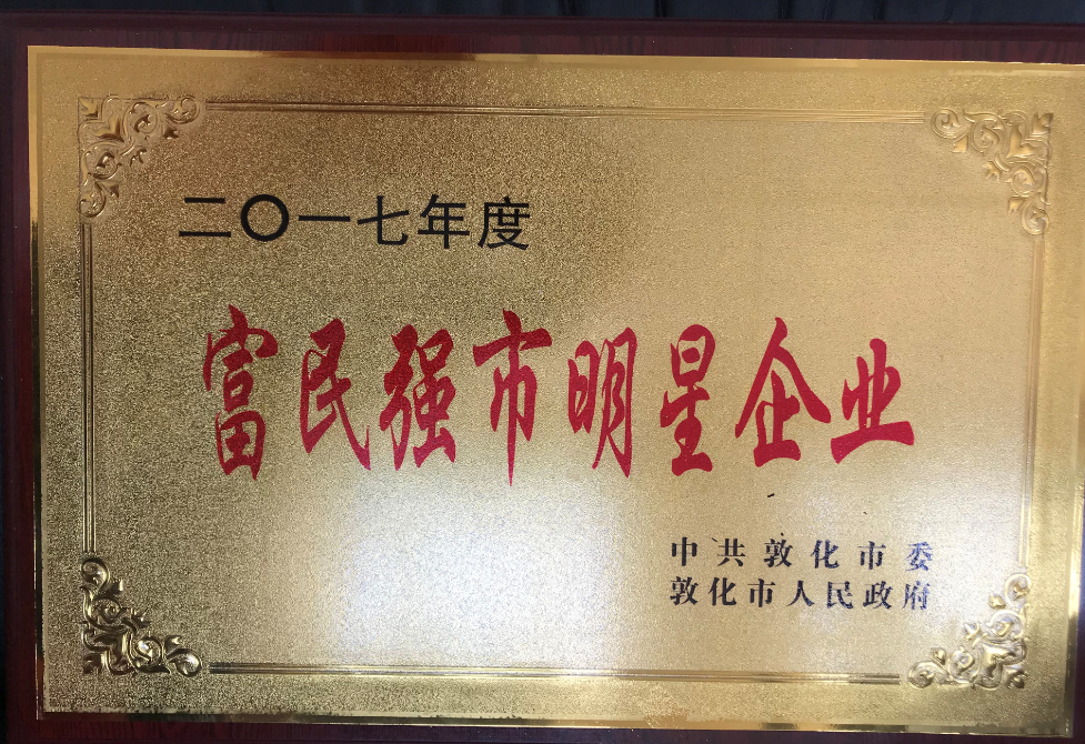 公司被評為富民強(qiáng)市明星企業(yè)。